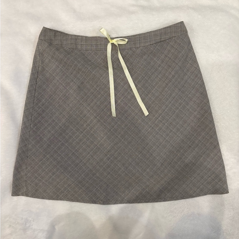 The Limited Gray Plaid Skirt with Yellow Tie
